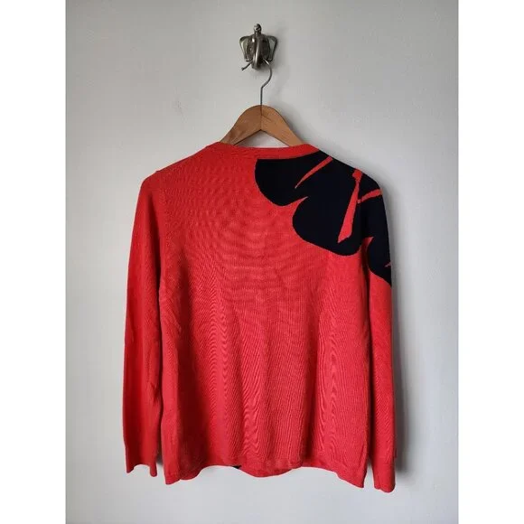 John apple navy floral intarsia 100% wool knit crewneck